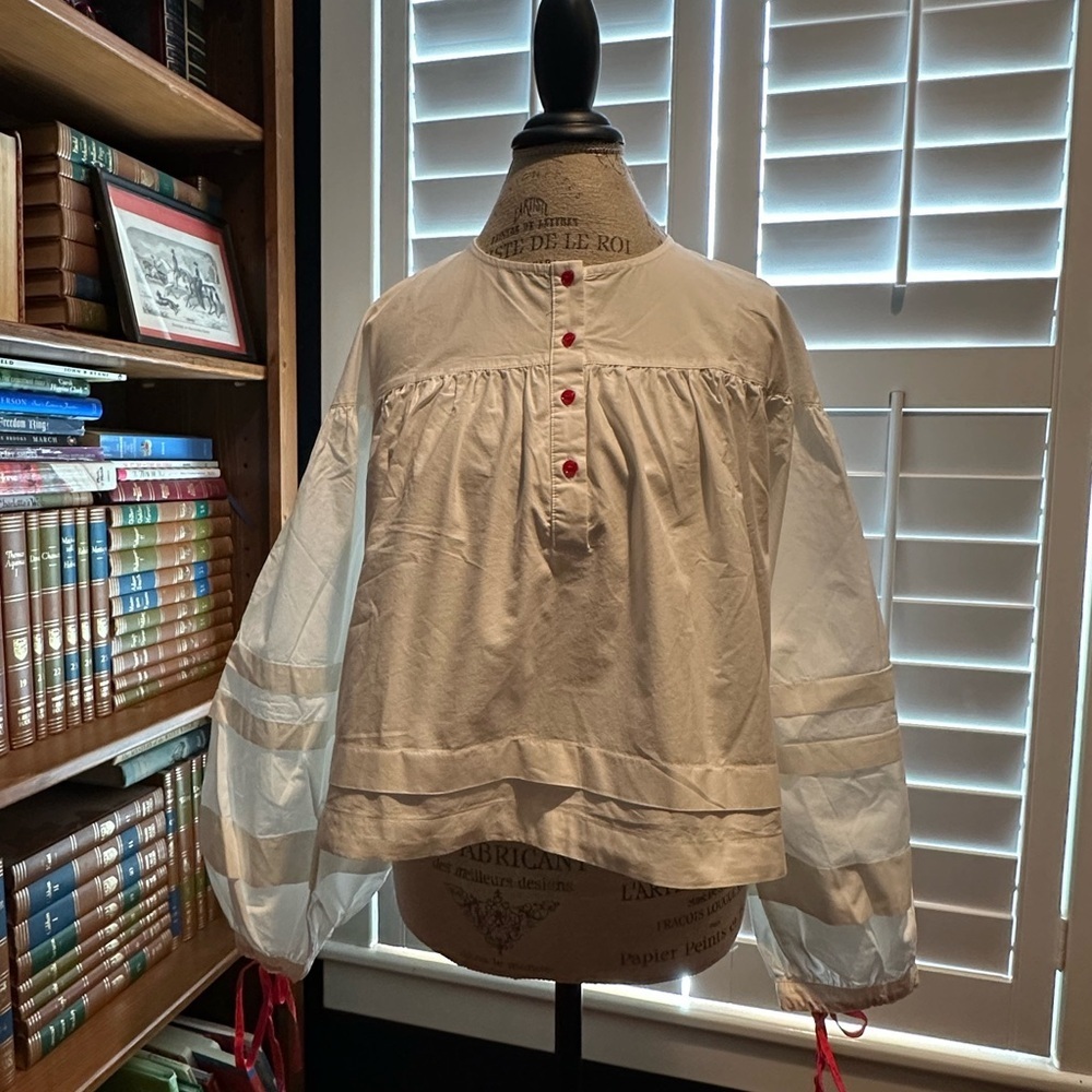 The Shirt by Rochelle Behrens in White with Red Accents